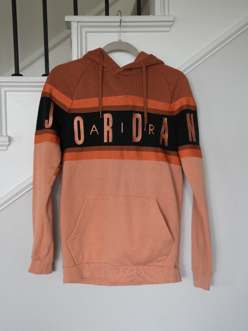 Jordan Colorblock Pullover Hoodie Peach Orange Black Men's Small